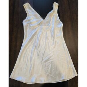 Vintage Val Mode Lingerie Sleep Gown Ivory Cream Embroidered Beaded Dress Medium